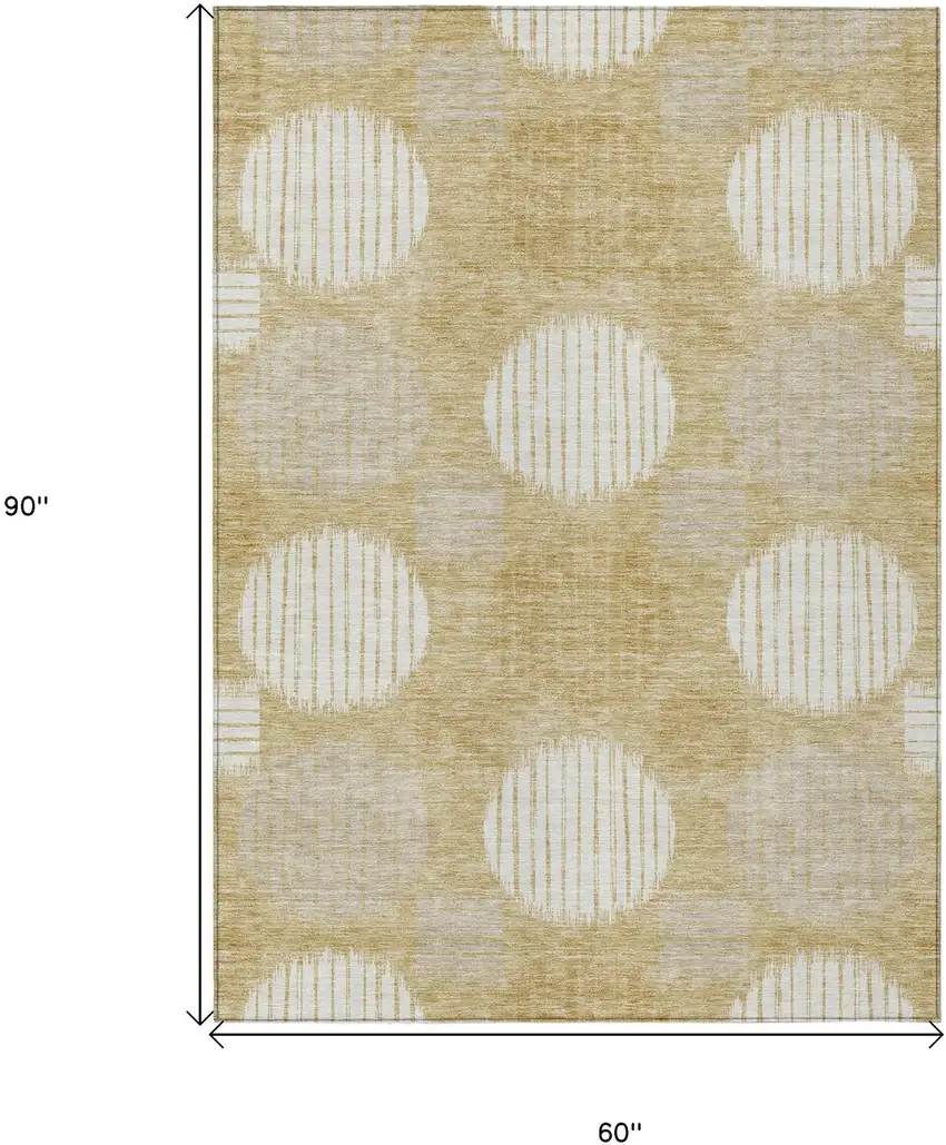 Gold Gray And Ivory Geometric Washable Indoor Outdoor Area Rug Photo 3