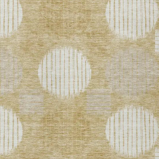 Gold Gray And Ivory Geometric Washable Indoor Outdoor Area Rug Photo 5