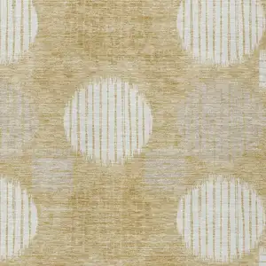 Photo of Gold Gray And Ivory Geometric Washable Indoor Outdoor Area Rug