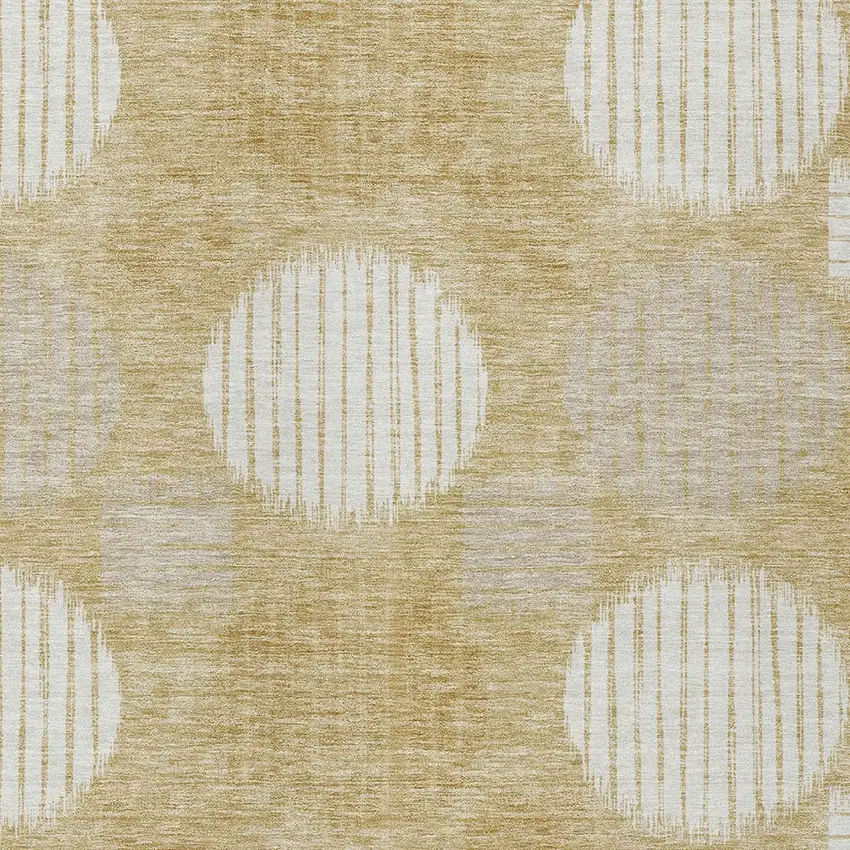 Gold Gray And Ivory Geometric Washable Indoor Outdoor Area Rug Photo 5