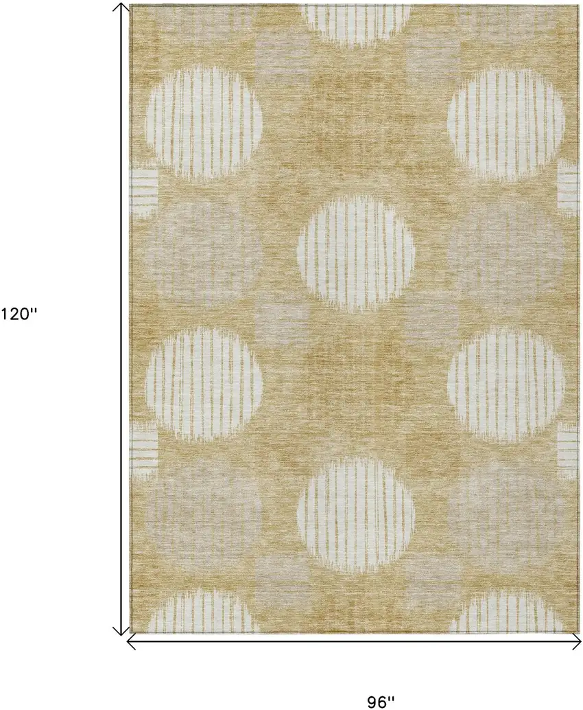 Gold Gray And Ivory Geometric Washable Indoor Outdoor Area Rug Photo 3