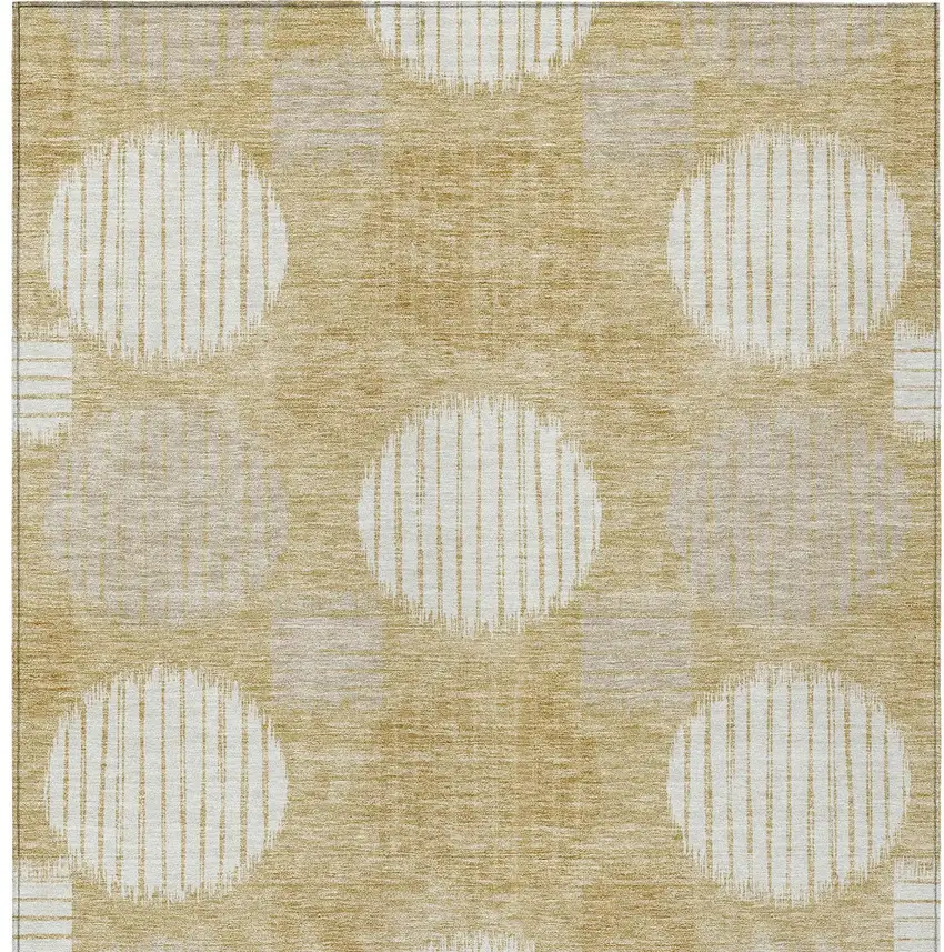 Gold Gray And Ivory Geometric Washable Indoor Outdoor Area Rug Photo 6