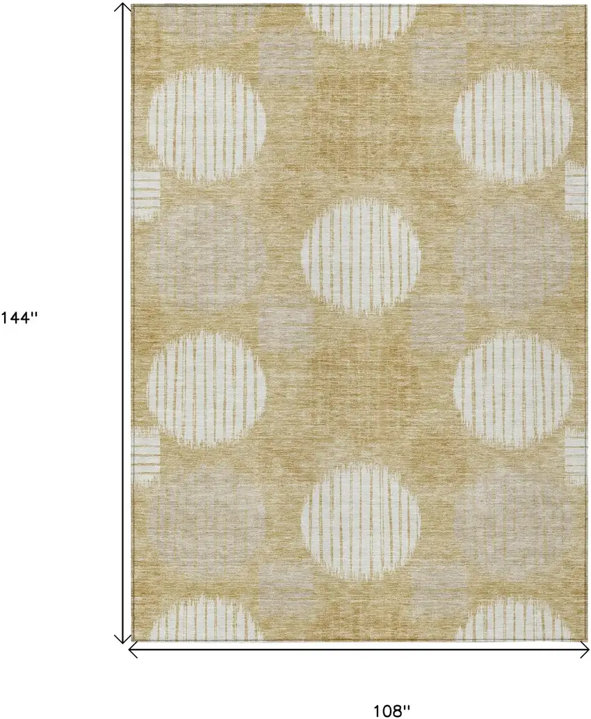 Gold Gray And Ivory Geometric Washable Indoor Outdoor Area Rug Photo 3
