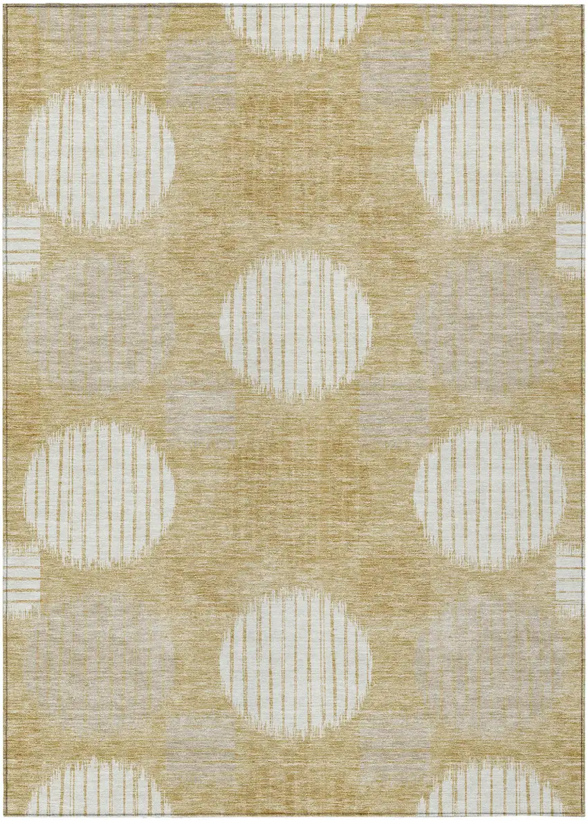 Gold Gray And Ivory Geometric Washable Indoor Outdoor Area Rug Photo 2