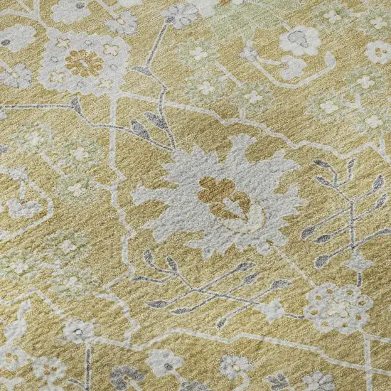 Gold Gray And Ivory Oriental Washable Area Rug With UV Protection Photo 9