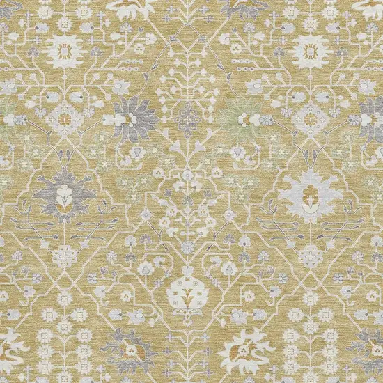 Gold Gray And Ivory Oriental Washable Area Rug With UV Protection Photo 2
