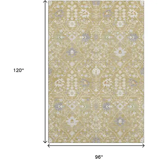 Gold Gray And Ivory Oriental Washable Area Rug With UV Protection Photo 8