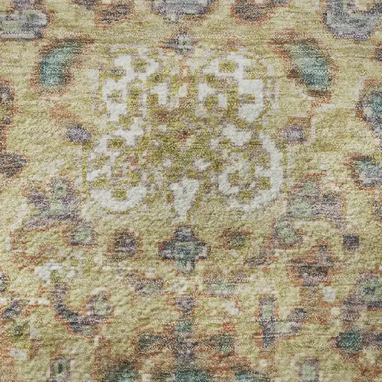 Gold Gray And Ivory Oriental Washable Area Rug With UV Protection Photo 9