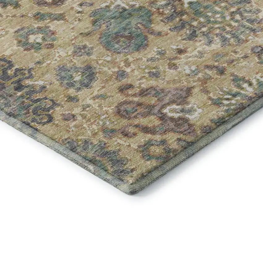 Gold Gray And Ivory Oriental Washable Area Rug With UV Protection Photo 8