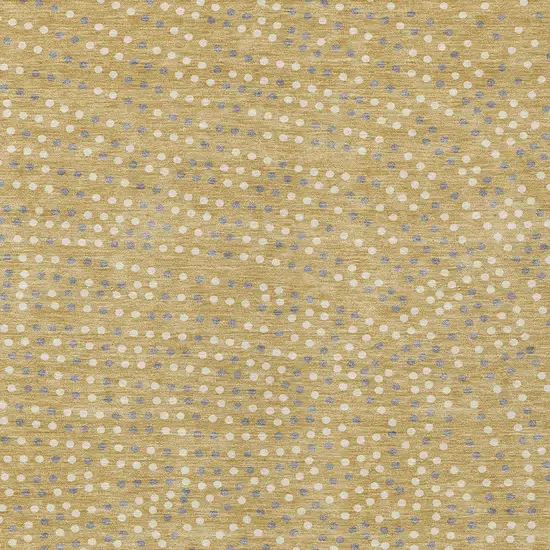 Gold Gray And Ivory Polka Dot Washable Indoor Outdoor Area Rug Photo 7