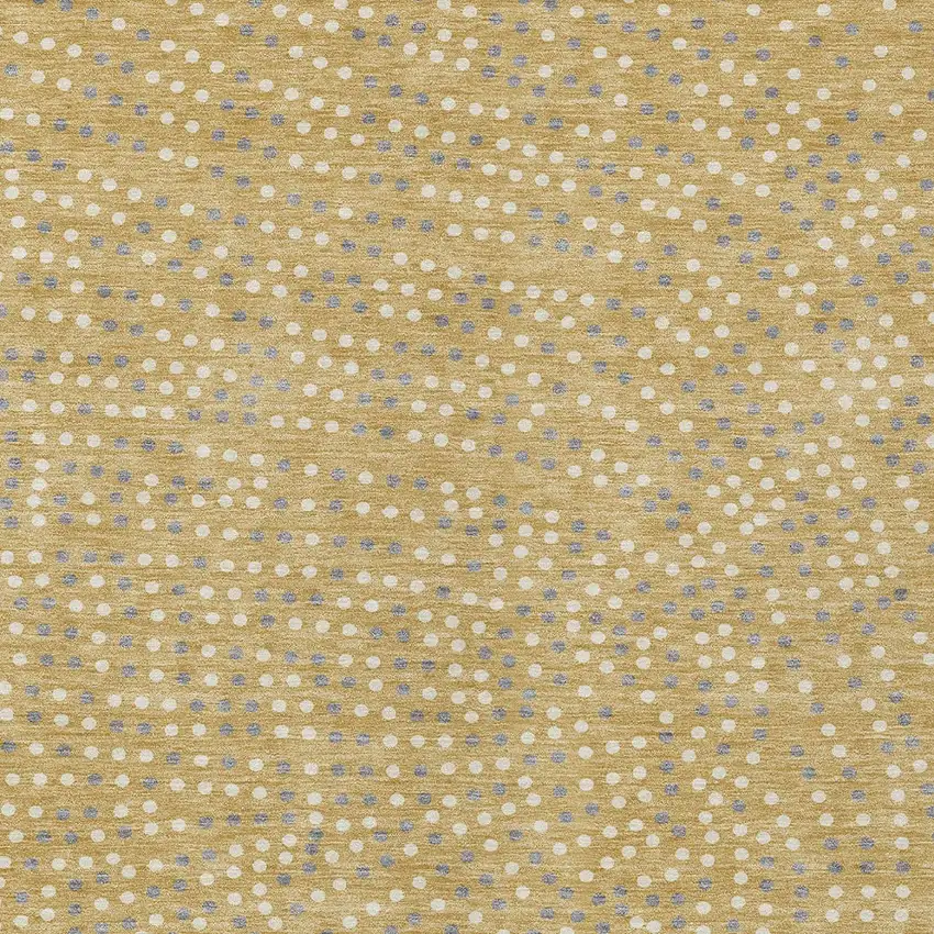 Gold Gray And Ivory Polka Dot Washable Indoor Outdoor Area Rug Photo 7