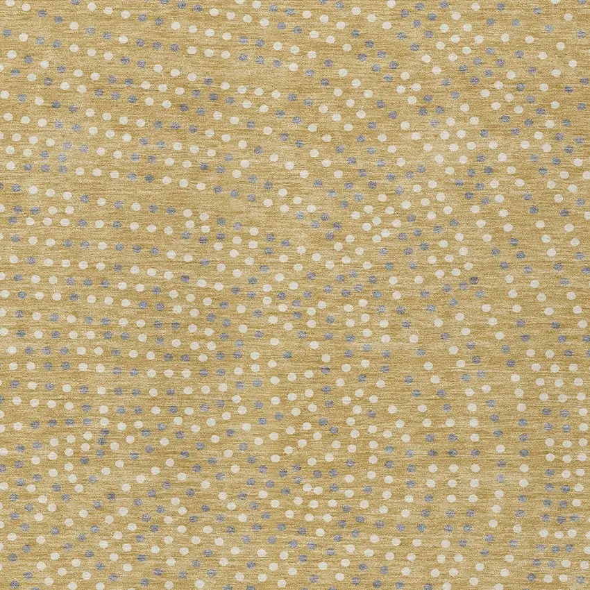 Gold Gray And Ivory Polka Dot Washable Indoor Outdoor Area Rug Photo 7
