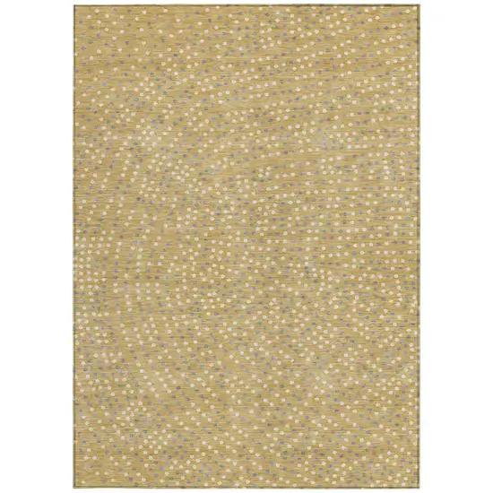 Gold Gray And Ivory Polka Dot Washable Indoor Outdoor Area Rug Photo 7