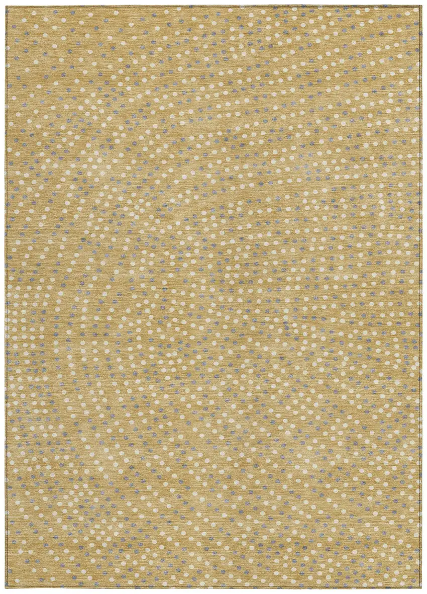 Gold Gray And Ivory Polka Dot Washable Indoor Outdoor Area Rug Photo 7
