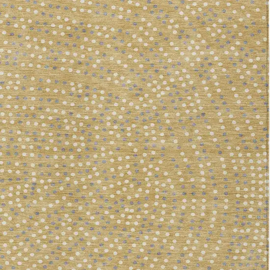 Gold Gray And Ivory Polka Dot Washable Indoor Outdoor Area Rug Photo 7