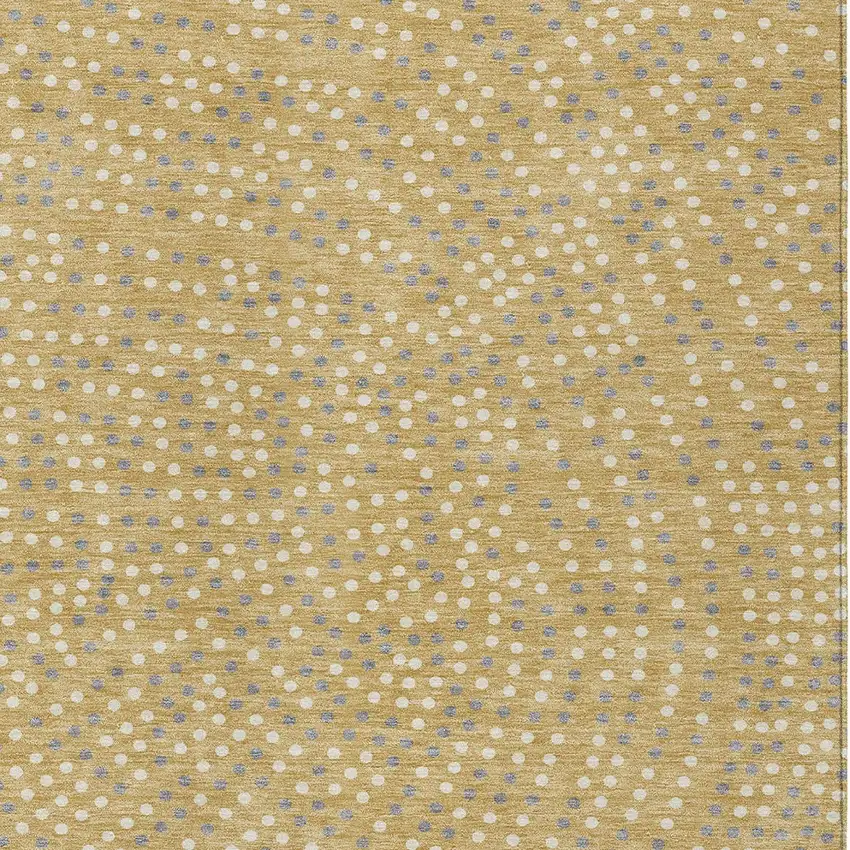 Gold Gray And Ivory Polka Dot Washable Indoor Outdoor Area Rug Photo 7