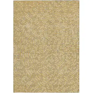 Photo of Gold Gray And Ivory Polka Dot Washable Indoor Outdoor Area Rug