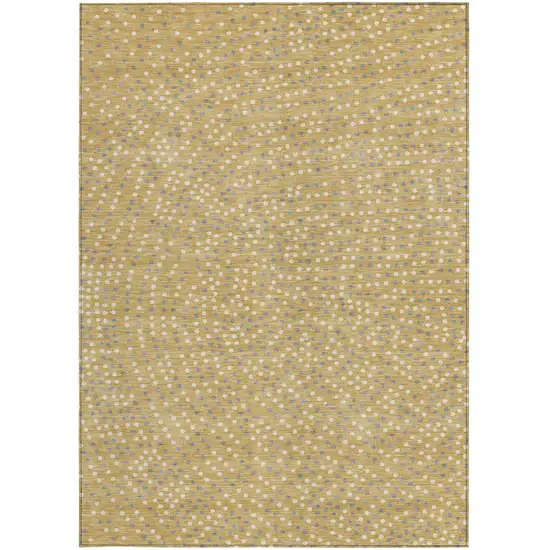 Gold Gray And Ivory Polka Dot Washable Indoor Outdoor Area Rug Photo 8