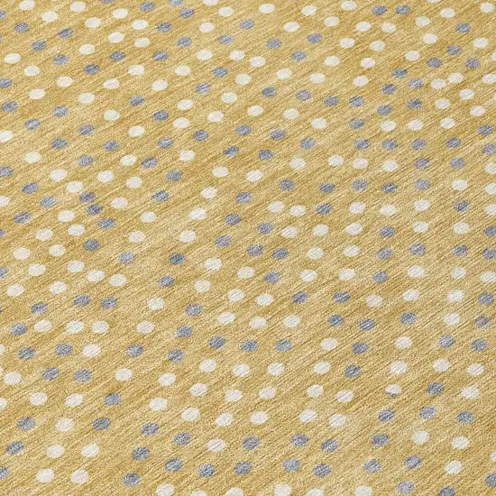 Gold Gray And Ivory Polka Dot Washable Indoor Outdoor Area Rug Photo 6