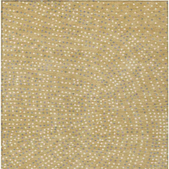 Gold Gray And Ivory Polka Dot Washable Indoor Outdoor Area Rug Photo 7