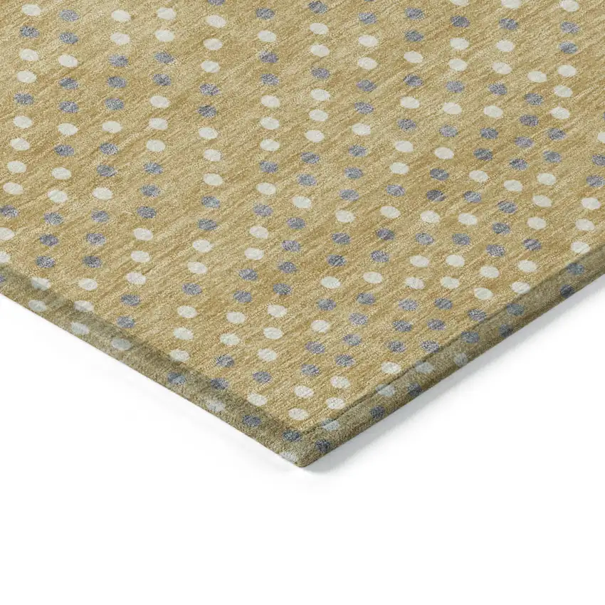 Gold Gray And Ivory Polka Dot Washable Indoor Outdoor Area Rug Photo 5