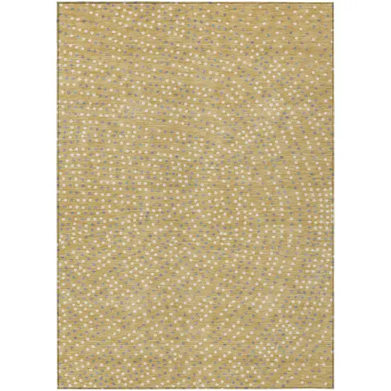 Gold Gray And Ivory Polka Dot Washable Indoor Outdoor Area Rug Photo 2