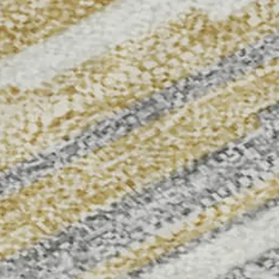 Gold Gray And Ivory Striped Washable Area Rug With UV Protection Photo 2