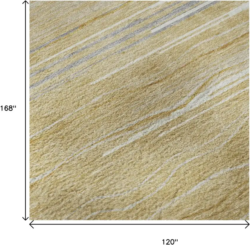 Gold Gray And Ivory Striped Washable Area Rug With UV Protection Photo 9