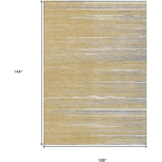 Gold Gray And Ivory Striped Washable Indoor Outdoor Area Rug Photo 3