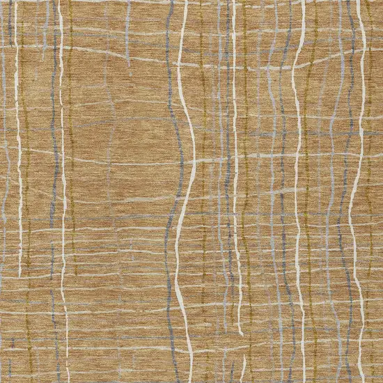 Gold Gray And Ivory Striped Washable Indoor Outdoor Area Rug Photo 6