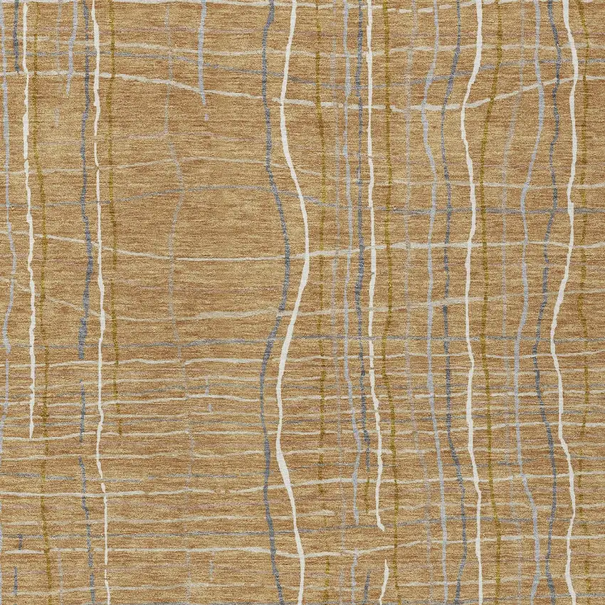 Gold Gray And Ivory Striped Washable Indoor Outdoor Area Rug Photo 6