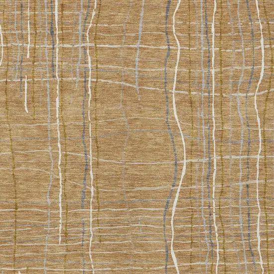 Gold Gray And Ivory Striped Washable Indoor Outdoor Area Rug Photo 6