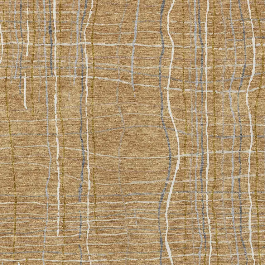 Gold Gray And Ivory Striped Washable Indoor Outdoor Area Rug Photo 6