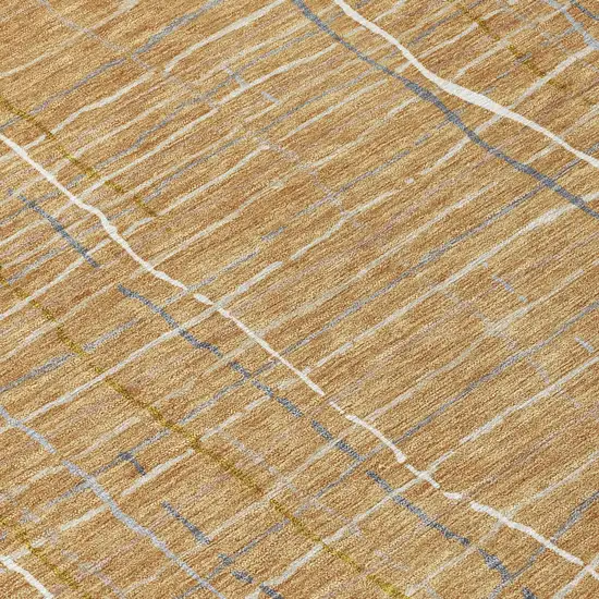 Gold Gray And Ivory Striped Washable Indoor Outdoor Area Rug Photo 5