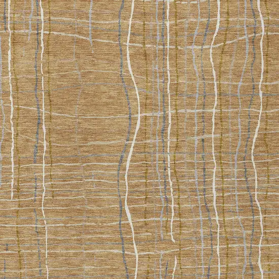 Gold Gray And Ivory Striped Washable Indoor Outdoor Area Rug Photo 6