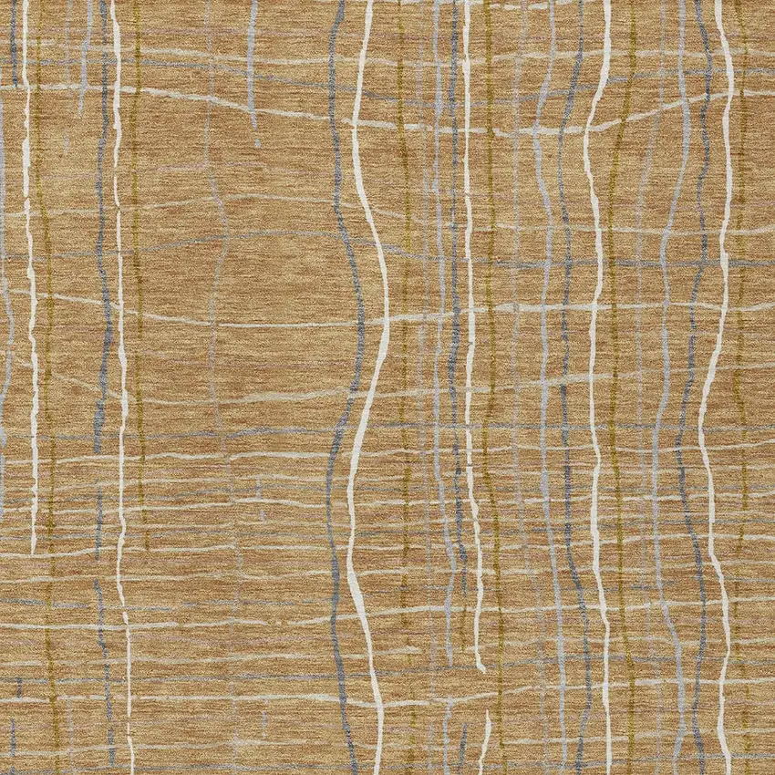 Gold Gray And Ivory Striped Washable Indoor Outdoor Area Rug Photo 6