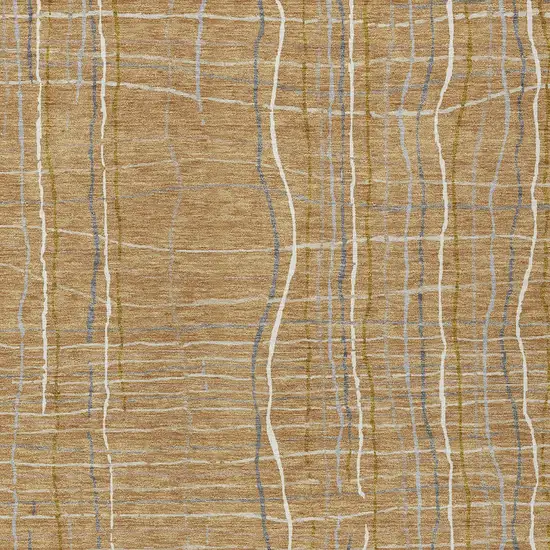 Gold Gray And Ivory Striped Washable Indoor Outdoor Area Rug Photo 6