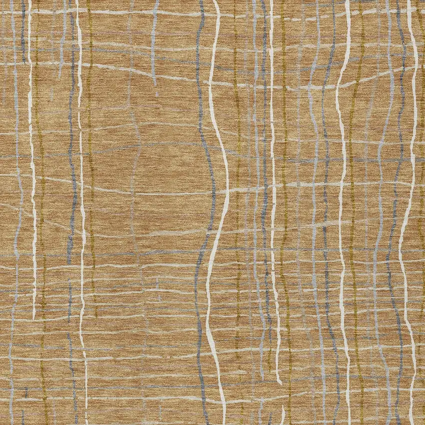 Gold Gray And Ivory Striped Washable Indoor Outdoor Area Rug Photo 6