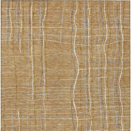 Gold Gray And Ivory Striped Washable Indoor Outdoor Area Rug Photo 7