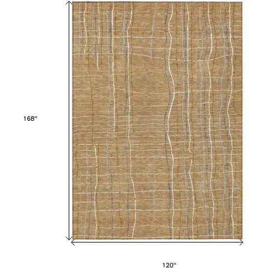 Gold Gray And Ivory Striped Washable Indoor Outdoor Area Rug Photo 3