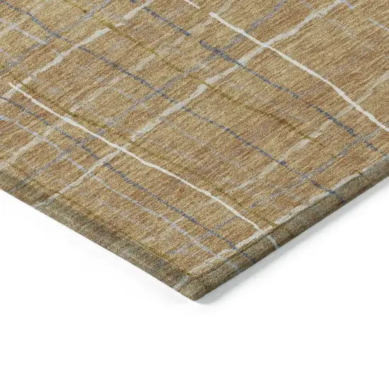 Gold Gray And Ivory Striped Washable Indoor Outdoor Area Rug Photo 4