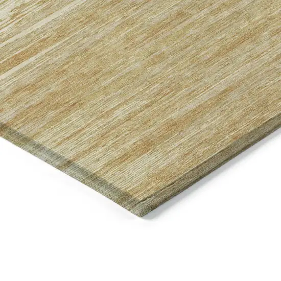 Gold Gray And Ivory Striped Washable Indoor Outdoor Area Rug Photo 5