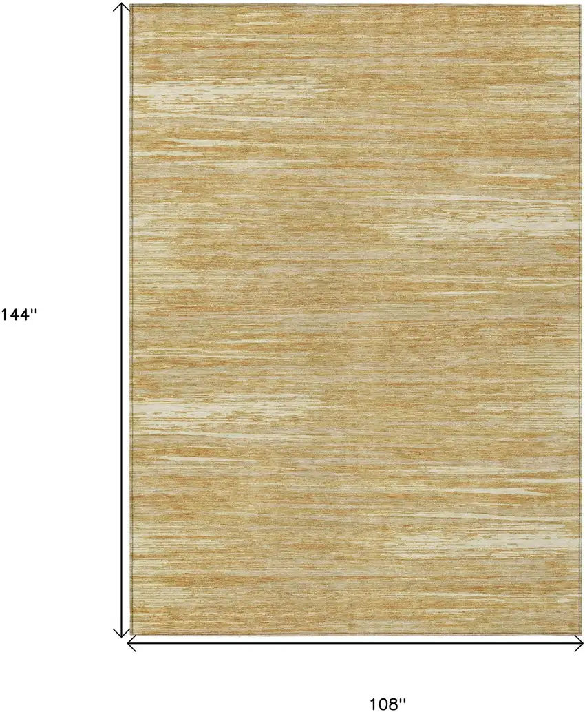 Gold Gray And Ivory Striped Washable Indoor Outdoor Area Rug Photo 3