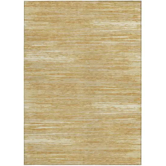 Gold Gray And Ivory Striped Washable Indoor Outdoor Area Rug Photo 7