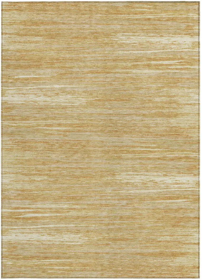 Gold Gray And Ivory Striped Washable Indoor Outdoor Area Rug Photo 7