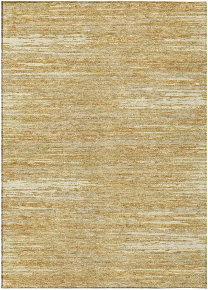 Gold Gray And Ivory Striped Washable Indoor Outdoor Area Rug Photo 2