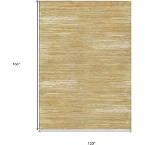 Photo of Gold Gray And Ivory Striped Washable Indoor Outdoor Area Rug