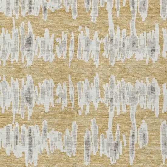 Gold Gray And Ivory Striped Washable Indoor Outdoor Area Rug Photo 7