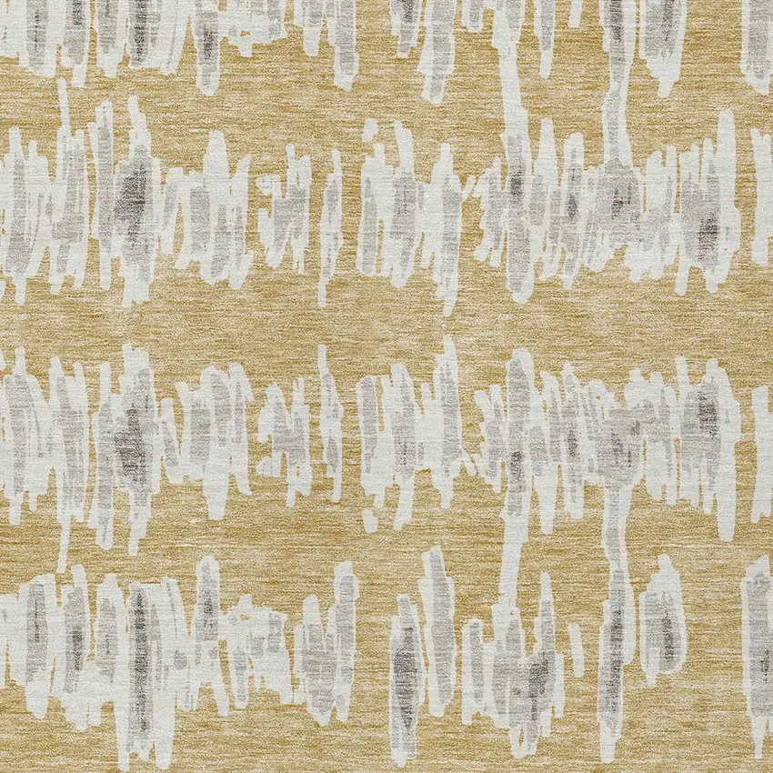Gold Gray And Ivory Striped Washable Indoor Outdoor Area Rug Photo 7