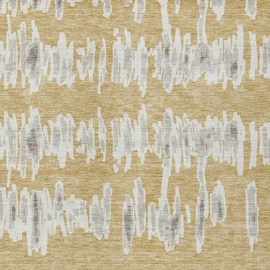 Gold Gray And Ivory Striped Washable Indoor Outdoor Area Rug Photo 7